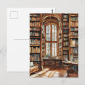 Gezellige Waterverf Bibliotheek Briefkaart (Voorkant / Achterkant)