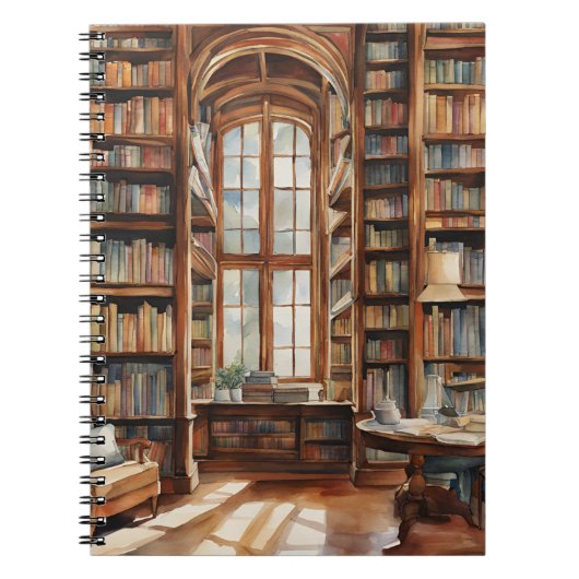 Gezellige Waterverf Bibliotheek Notitieboek (Voorkant)