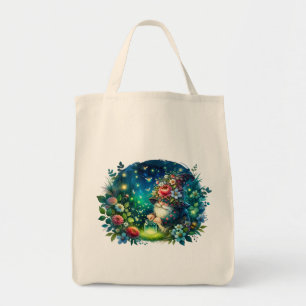Gezellige Waterverf Garden Gnome en vuurvliegjes Tote Bag