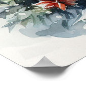 Gezellige waterverf Kerstmis winterscène sneeuwman Poster (Hoek)