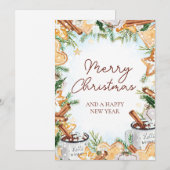 Gezellige Waterverf kerstvakantie Kaart (Voorkant / Achterkant)