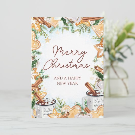 Gezellige Waterverf kerstvakantie Kaart (Staand voorkant)