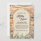 Gezellige Waterverf Kerstvenster Vakantie Diner Kaart (Voorkant)