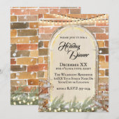 Gezellige Waterverf Kerstvenster Vakantie Diner Kaart (Voorkant / Achterkant)