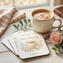 Gezellige waterverf koffie & bloemillustratie
