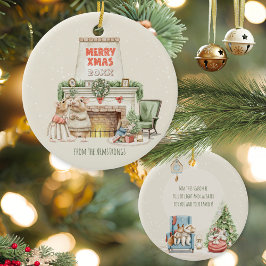 Gezellige Waterverf Muizen Vintage Familie Kerstmi Keramisch Ornament