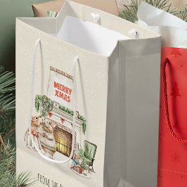Gezellige Waterverf Muizen Vintage Kerstmis Medium Cadeauzakje