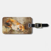 Gezellige Waterverf Red Fox in Natuur Bagagelabel (Voorkant horizontaal)