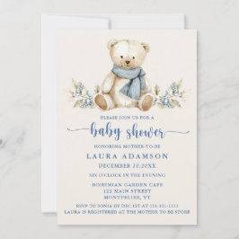Gezellige Waterverf Teddy Bear Winter Baby shower Kaart
