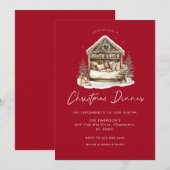 Gezellige waterverf Vakantie Diner Kerst Kaart (Voorkant / Achterkant)