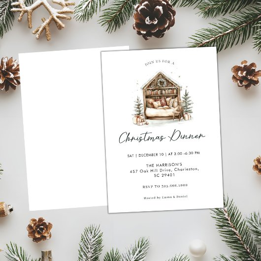 Gezellige waterverf Vakantie Diner Kerst Kaart