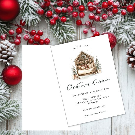 Gezellige waterverf Vakantie Diner Kerst Kaart