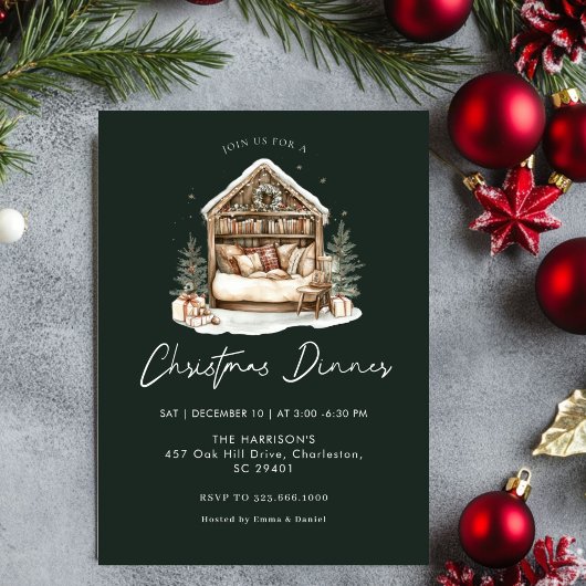 Gezellige waterverf Vakantie Diner Kerst Kaart