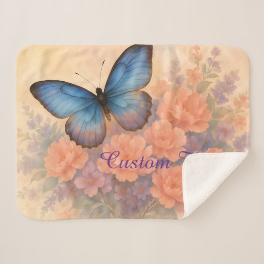 Gezellige Waterverf Vlinder & Bloemen Sherpa Deken (Voorkant (horizontaal))