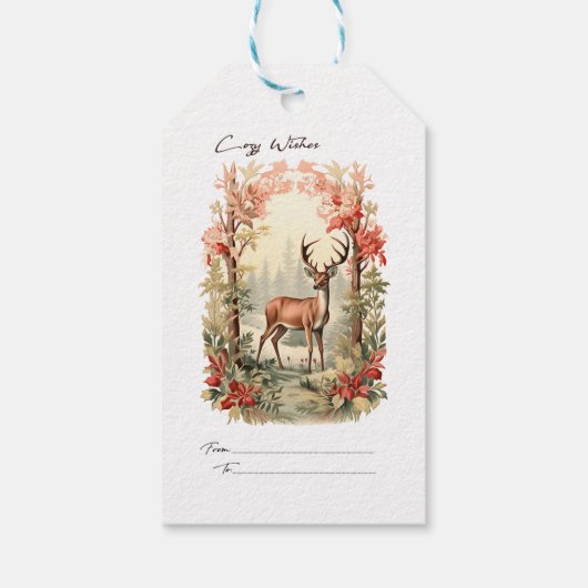 Gezellige wensen hert cadeaulabel (Achterkant)