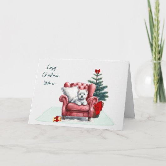 Gezellige Westie Kerstkaart Kaart (Voorkant)