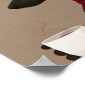 Gezellige Whippet die Koffie Drinkt - Minimalistis Poster (Hoek)