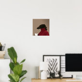 Gezellige Whippet die Koffie Drinkt - Minimalistis Poster (Thuiskantoor)