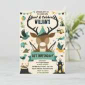 gezellige Wild Camo Oh Deer Eend jacht 1e verjaard Kaart (Staand voorkant)