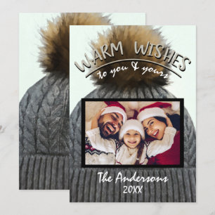 Gezellige Winter Beanie Pet Vakantie Kerstmis Foto Kaart