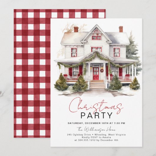 Gezellige Winter Boerderij Home Kerstfeest Kaart (Voorkant / Achterkant)