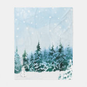 Gezellige Winter Bos Fleece Deken (Voorkant)