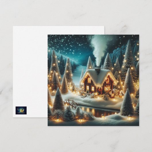Gezellige Winter Cabin Christmas Kaart (Voorkant / Achterkant)