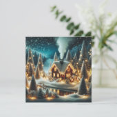 Gezellige Winter Cabin Christmas Kaart (Staand voorkant)