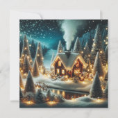 Gezellige Winter Cabin Christmas Kaart (Voorkant)