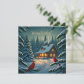 Gezellige Winter Cabin Christmas Kaart (Staand voorkant)