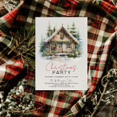 Gezellige Winter Cabin Kerstfeest Uitnodiging