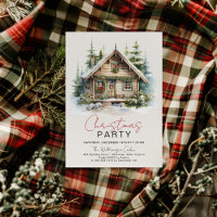 Gezellige Winter Cabin Kerstfeest Uitnodiging