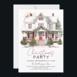 Gezellige Winter Cabin Kerstfeest Uitnodiging<br><div class="desc">Gezellige Winter Home Christmas Party Invitation - met een feestelijke,  waterverf boerderij allemaal ingericht voor de feestdagen. Christmas Party Invitation bevat  scripttypografie.</div>