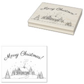 Gezellige Winter Cabin Kerstscène Rubberstempel (Gestempeld)