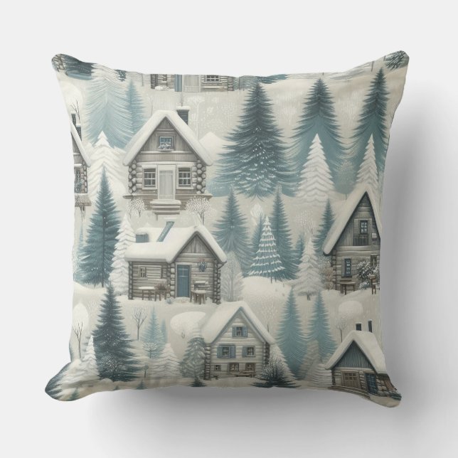 Gezellige Winter Cabin Kussen (Voorkant)