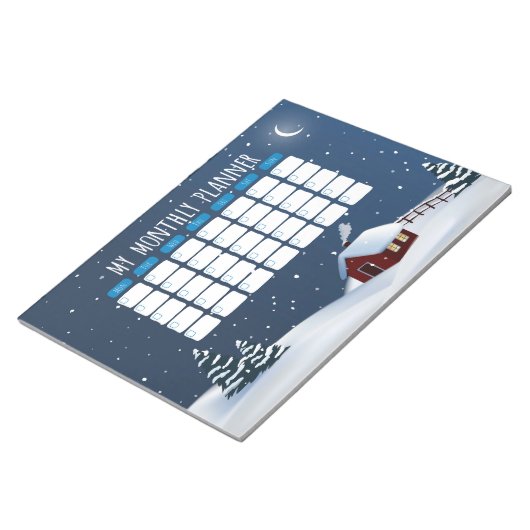 Gezellige Winter Cabin Notitieblok | Snowy Night S (Schuin)