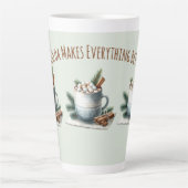 Gezellige Winter Cacao Marshmallow Scene Latte Mok (Voorkant)