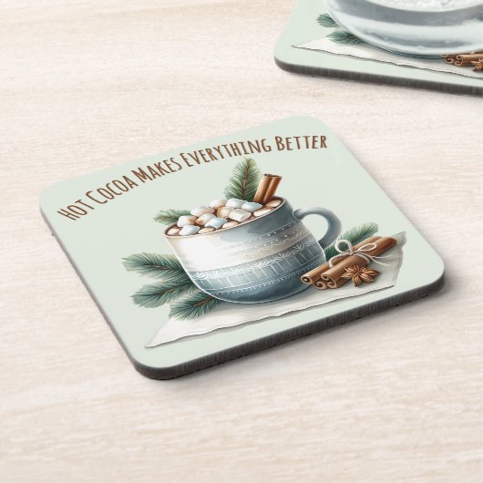Gezellige Winter Cacaomarshmallow Scene Bier Onderzetter (Linkerzijde)