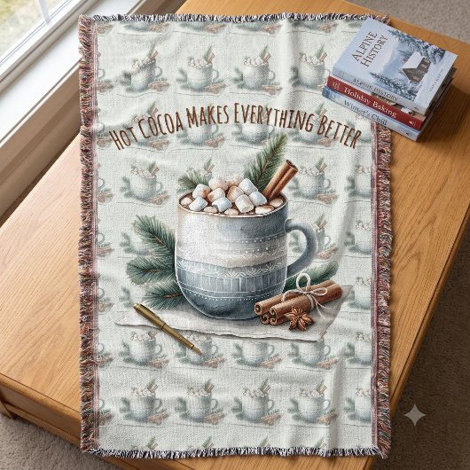 Gezellige Winter Cacaomarshmallow Scene Deken