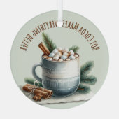 Gezellige Winter Cacaomarshmallow Scene Glas Ornament (Achterkant)