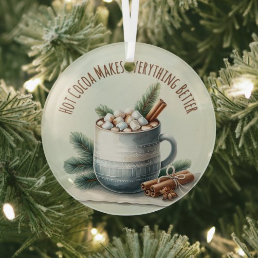 Gezellige Winter Cacaomarshmallow Scene Glas Ornament (Insitu)