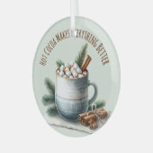 Gezellige Winter Cacaomarshmallow Scene Glas Ornament (Voorkant links)