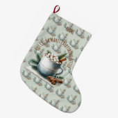 Gezellige Winter Cacaomarshmallow Scene Grote Kerstsok (Voorkant (Hangend))