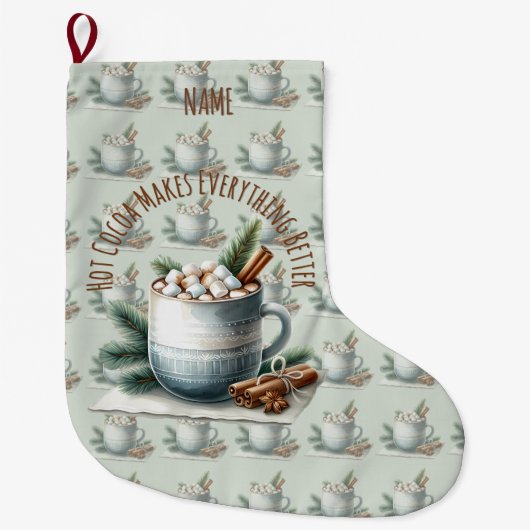 Gezellige Winter Cacaomarshmallow Scene Grote Kerstsok (Voorkant)