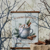 Gezellige Winter Cacaomarshmallow Scene Hangend Wandkleed