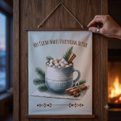 Gezellige Winter Cacaomarshmallow Scene Hangend Wandkleed
