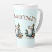 Gezellige Winter Cacaomarshmallow Scene Latte Mok (Rechterhoek)