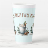 Gezellige Winter Cacaomarshmallow Scene Latte Mok (Voorkant)