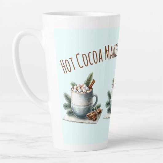 Gezellige Winter Cacaomarshmallow Scene Latte Mok (Links)