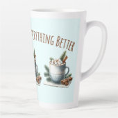 Gezellige Winter Cacaomarshmallow Scene Latte Mok (Rechts)